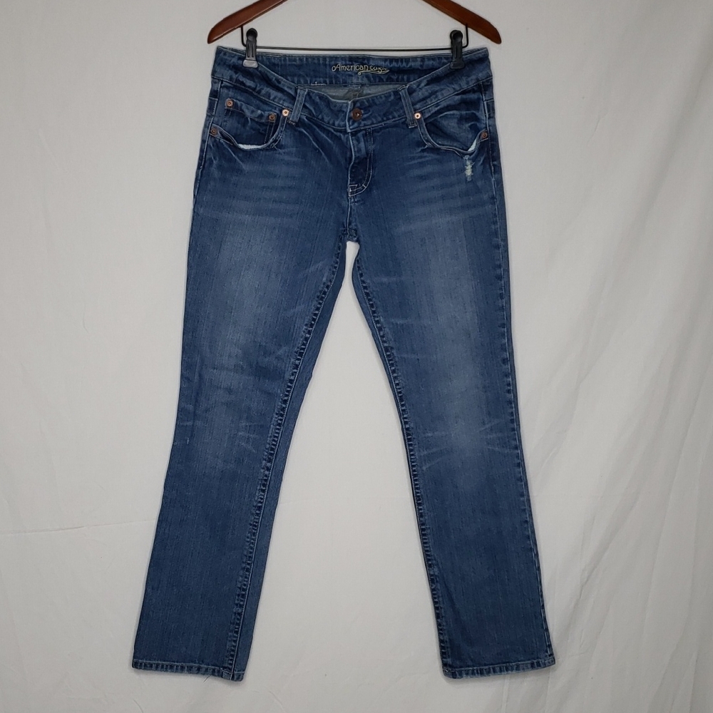 Vintage American Eagle Womens Straight 77 Low Rise Jeans Size 12 Y2K Cotton